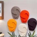 Soyut Tasarım El Yapımı Duvar Dekoru Renkli Taş Maske BÜYÜK 5'li Set, Dekor Mask, 3D Duvar Heykeli