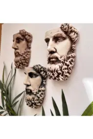 Antik Eskitme Dekoratif Poseidon Beton Biblo Heykel 3'lü Set Ev Dekor Duvar Dekoru - Görsel 2