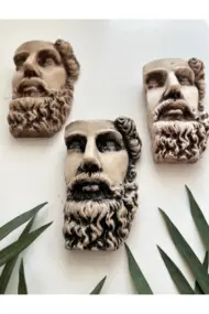 Antik Eskitme Dekoratif Poseidon Beton Biblo Heykel 3'lü Set Ev Dekor Duvar Dekoru - Görsel 4