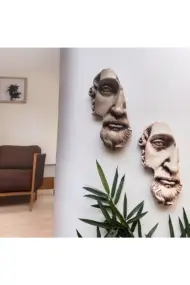 Yarım Yüz Antik Zeus Heykeli Modern Sanat Yunan Mitolojisi Duvar Dekoru 2'li Set Ev Ofis Dekor - Görsel 2