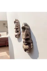 Yarım Yüz Antik Zeus Heykeli Modern Sanat Yunan Mitolojisi Duvar Dekoru 2'li Set Ev Ofis Dekor - Görsel 4