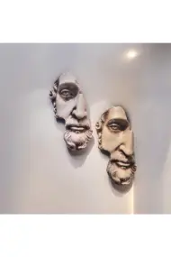 Yarım Yüz Antik Zeus Heykeli Modern Sanat Yunan Mitolojisi Duvar Dekoru 2'li Set Ev Ofis Dekor - Görsel 7