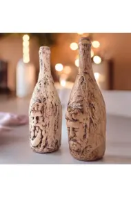 Özel Tasarım Zeus ve Posedion Heykel Dekorlu Eskitme Şarap Şişesi 2'li set Ev Dekoru Ofis Dekoru - Görsel 3