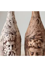 Özel Tasarım Zeus ve Posedion Heykel Dekorlu Eskitme Şarap Şişesi 2'li set Ev Dekoru Ofis Dekoru - Görsel 6