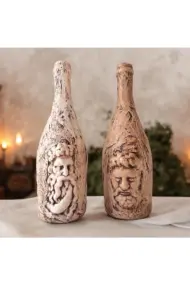 Özel Tasarım Zeus ve Posedion Heykel Dekorlu Eskitme Şarap Şişesi 2'li set Ev Dekoru Ofis Dekoru - Görsel 7