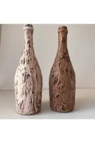 Özel Tasarım Zeus ve Posedion Heykel Dekorlu Eskitme Şarap Şişesi 2'li set Ev Dekoru Ofis Dekoru - Görsel 8