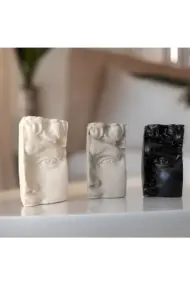 Dekoratif Beton Antik Yüz Gri Siyah Bej Heykel Biblo 3 Lü Set Masa Üstü Aksesuar Kitap Tutucu Dekor