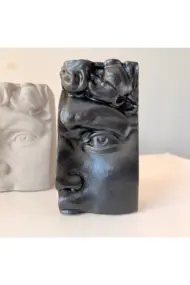 Dekoratif Beton Antik Yüz Gri Siyah Bej Heykel Biblo 3 Lü Set Masa Üstü Aksesuar Kitap Tutucu Dekor - Görsel 7