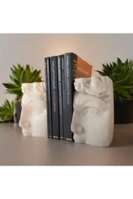 Dekoratif Beton Antik Yüz Gri Siyah Bej Heykel Biblo 3 Lü Set Masa Üstü Aksesuar Kitap Tutucu Dekor - Görsel 8