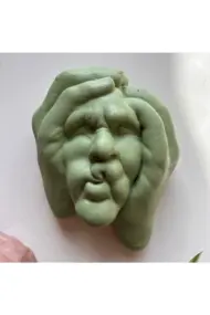 Ellerle Sıkılmış Renkli İnsan Yüzü Dekoratif Duvar Heykeli 3 lü Set Biblo Obje Ev Dekorasyon - Görsel 6