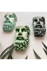 Antik Eskitme Dekoratif Poseidon Beton Biblo Heykel 3'lü Set Ev Dekor Duvar Dekoru - Görsel 4