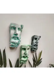 Antik Eskitme Dekoratif Poseidon Beton Biblo Heykel 3'lü Set Ev Dekor Duvar Dekoru - Görsel 5