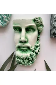 Antik Eskitme Dekoratif Poseidon Beton Biblo Heykel 3'lü Set Ev Dekor Duvar Dekoru - Görsel 6