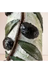 El yapımı Kabartma Seramik Uygulamalı Zeytin Dalı Desenli Cam Şişe Sirkelik-Yağdanlık, Mutfak dekor - Görsel 6