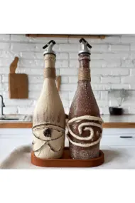 El yapımı Mitolojik Desenli Sunum Stantlı 2'li 750 ml Zeytinyağı Sıvıyağ Yağdanlık Yağlık Sirkelik - Görsel 2