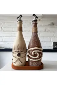 El yapımı Mitolojik Desenli Sunum Stantlı 2'li 750 ml Zeytinyağı Sıvıyağ Yağdanlık Yağlık Sirkelik - Görsel 3