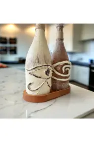 El yapımı Mitolojik Desenli Sunum Stantlı 2'li 750 ml Zeytinyağı Sıvıyağ Yağdanlık Yağlık Sirkelik - Görsel 4