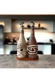 El yapımı Mitolojik Desenli Sunum Stantlı 2'li 750 ml Zeytinyağı Sıvıyağ Yağdanlık Yağlık Sirkelik - Görsel 5