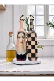 Kadın Tasarımlı 750 ml Zeytinyağı Sıvıyağ Şişesi Yağdanlık Yağlık Sirkelik Sosluk 2'li Set - Görsel 3