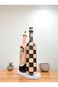 Kadın Tasarımlı 750 ml Zeytinyağı Sıvıyağ Şişesi Yağdanlık Yağlık Sirkelik Sosluk 2'li Set - Görsel 5