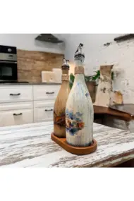 İstanbul Ayasofya Desenli Sunum Stantlı 2'li 750 ml Zeytinyağı Sıvıyağ Şişesi Yağdanlık Yağlık - Görsel 3