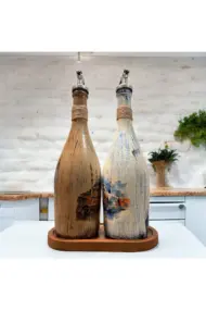 İstanbul Ayasofya Desenli Sunum Stantlı 2'li 750 ml Zeytinyağı Sıvıyağ Şişesi Yağdanlık Yağlık - Görsel 4