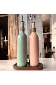 Kadın Desenli 750 ml Zeytinyağı Sıvıyağ Şişesi Yağdanlık Yağlık Sirkelik Sosluk 2'li Set - Görsel 3