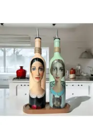 Kadın Desenli 750 ml Zeytinyağı Sıvıyağ Şişesi Yağdanlık Yağlık Sirkelik Sosluk 2'li Set - Görsel 4