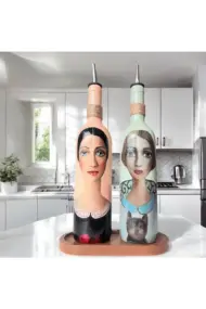 Kadın Desenli 750 ml Zeytinyağı Sıvıyağ Şişesi Yağdanlık Yağlık Sirkelik Sosluk 2'li Set - Görsel 6