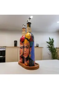 Renkli Kadın Desenli 750 ml Zeytinyağı Sıvıyağ Şişesi Yağdanlık Yağlık Sirkelik Sosluk 2'li Set - Görsel 3