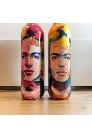 Renkli Kadın Desenli 750 ml Zeytinyağı Sıvıyağ Şişesi Yağdanlık Yağlık Sirkelik Sosluk 2'li Set - Görsel 5