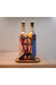 Renkli Kadın Desenli 750 ml Zeytinyağı Sıvıyağ Şişesi Yağdanlık Yağlık Sirkelik Sosluk 2'li Set - Görsel 6