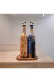 Renkli Kadın Desenli 750 ml Zeytinyağı Sıvıyağ Şişesi Yağdanlık Yağlık Sirkelik Sosluk 2'li Set - Görsel 7