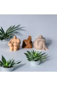 Soyut Düşünen Insan 3'lü Set, Ev Dekorasyonu, Masa Süslemesi Heykel Seti Biblo, Oda Dekorasyonu - Görsel 2