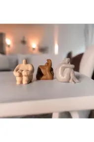 Soyut Düşünen Insan 3'lü Set, Ev Dekorasyonu, Masa Süslemesi Heykel Seti Biblo, Oda Dekorasyonu - Görsel 3