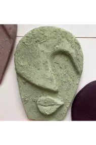 Soyut Tasarım El Yapımı Duvar Dekoru Renkli Taş Maske BÜYÜK 5'li Set, Dekor Mask, 3D Duvar Heykeli - Görsel 7