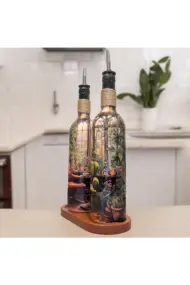 El yapımı Rustik Koltuk Desenli Renkli 750 ml Zeytinyağı Sıvıyağ Şişesi Yağdanlık Yağlık 2'li Set - Görsel 4