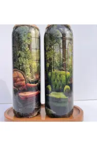 El yapımı Rustik Koltuk Desenli Renkli 750 ml Zeytinyağı Sıvıyağ Şişesi Yağdanlık Yağlık 2'li Set - Görsel 6