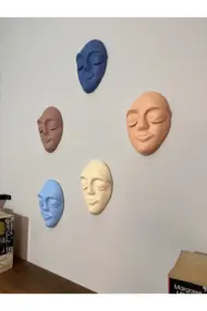El Yapımı Özel Tasarım Duvar Maskları 5'li Set - Görsel 2