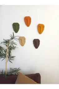 El Yapımı Abstract (soyut) Duvar Dekorasyon Maskları (maskeleri) 5'li Set - Görsel 2