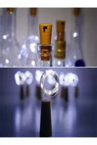 Şişe Mantar Tıpa Şeklinde Dekorasyon 3 Metre Günışığı Pilli Tel Peri Led - Görsel 2