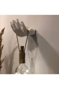 El Yapımı Heykel El Dekorlu Led Işıklı Beyaz Şarap Şişesi Aplik - Görsel 2