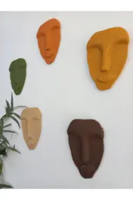 El Yapımı Abstract (soyut) Duvar Dekorasyon Maskları (maskeleri) 5'li Set - Görsel 3