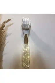 El Yapımı Heykel El Dekorlu Led Işıklı Beyaz Şarap Şişesi Aplik - Görsel 3