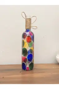 Renkli Vitray Cam Salon Bar Bahçe Dekoru Şarap Şişesi - Görsel 4
