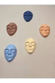 El Yapımı Özel Tasarım Duvar Maskları 5'li Set - Görsel 4