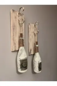 Tıpa Peri Led Işıklı Krem Kahve Renkli Buzlu Cam Şampanya Şişesi Duvar Aplik 2'li Set - Görsel 4