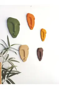 El Yapımı Abstract (soyut) Duvar Dekorasyon Maskları (maskeleri) 5'li Set - Görsel 4