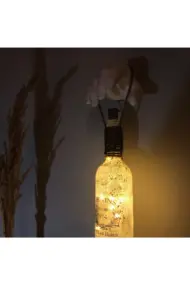El Yapımı Heykel El Dekorlu Led Işıklı Buzlu Cam Şarap Şişesi Aplik - Görsel 4