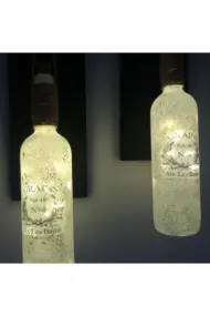 Led Işıklı Siyah Renkli Özel Buzlu Cam Şarap Şişesi Duvar Aplik 2'li Set - Görsel 4